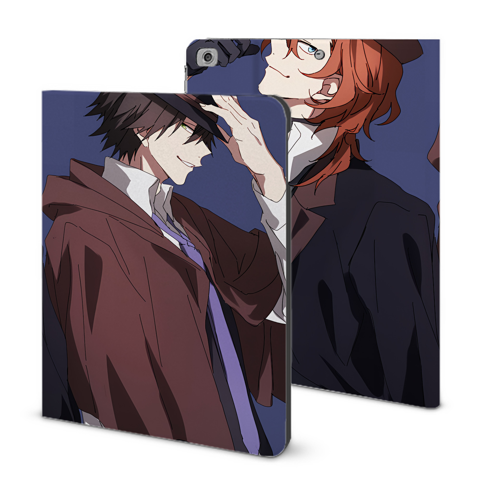 （画像用） 文豪ストレイドッグス Bungo Stray Dogs IPad ケース ブック型 PUレザー TPU 耐衝撃 軽量 薄型 ペン収納なし 全面保護 IPad 各モデル対応